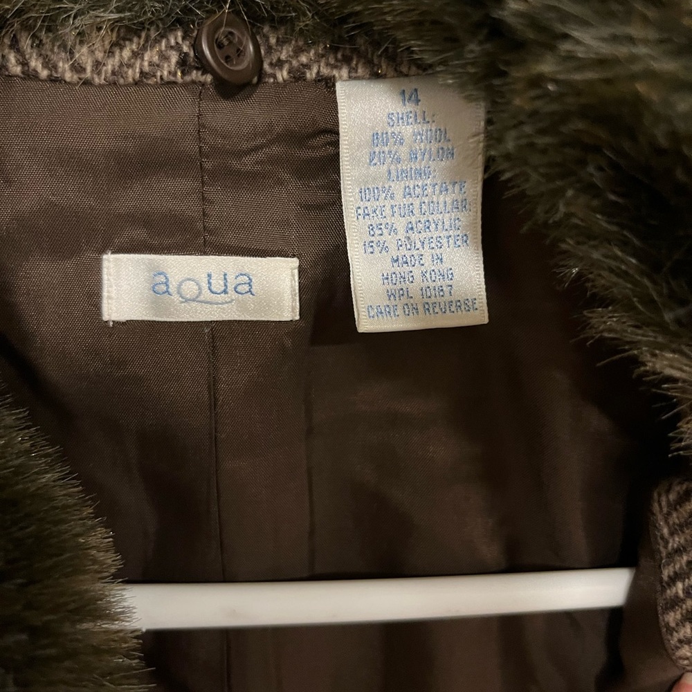 Vintage brown knit jacket with faux fur collar - Picture 3 of 3